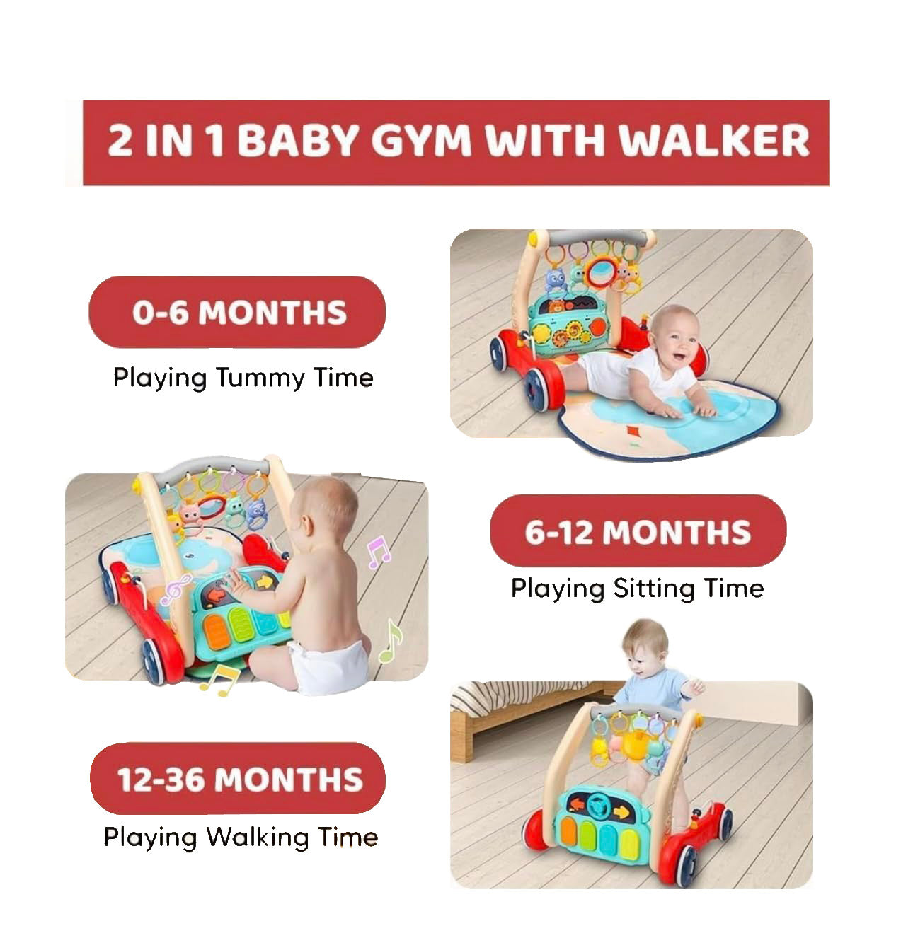 Baby Play Gym Mat and Learning Walker