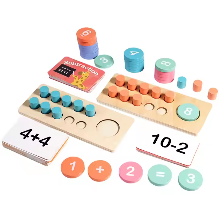 Montessori Math Manipulatives Wooden Learning Number and Counting Games Ten Frame Set