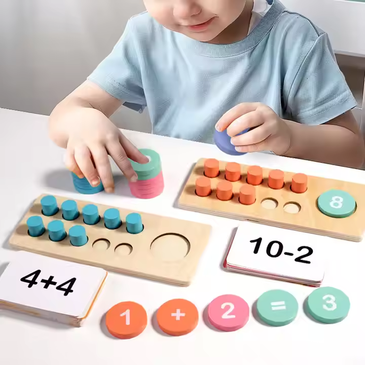 Montessori Math Manipulatives Wooden Learning Number and Counting Games Ten Frame Set